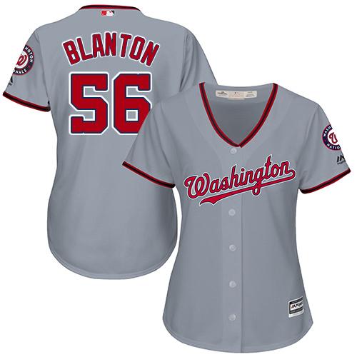 Nationals #56 Joe Blanton Grey Road Women's Stitched MLB Jersey